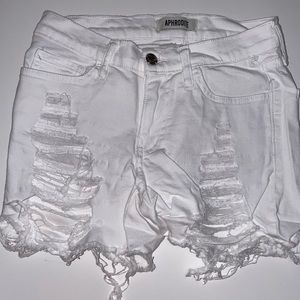 Aphrodite distressed white Jean shorts